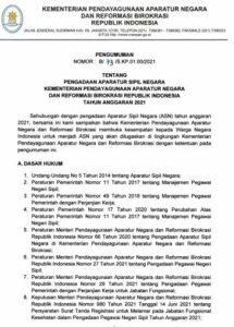 Penerimaan CPNS P3K Di Kemenpan RB RI Tahun 2021