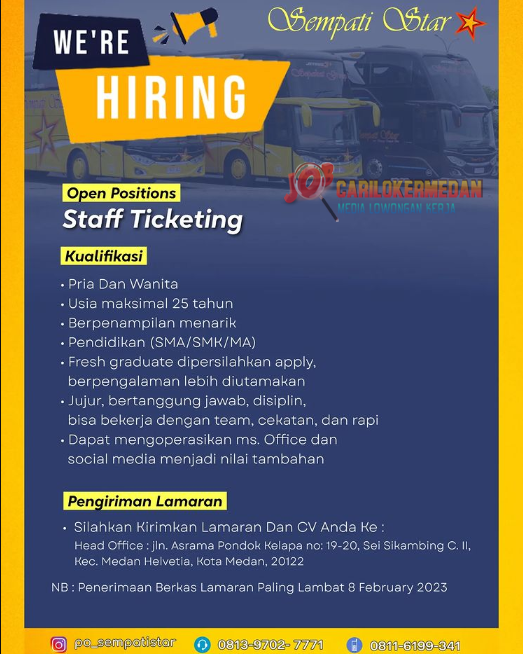 Loker Sma Smk Ma Di Pt Bintang Sempati Star Medan