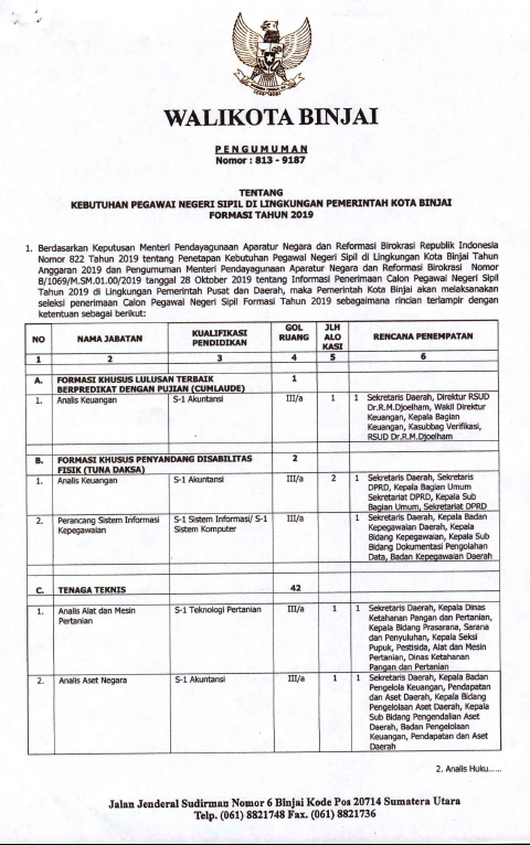 Penerimaan CPNS Tahun 2019 Di Lingkungan Pemerintah Kota Binjai-1