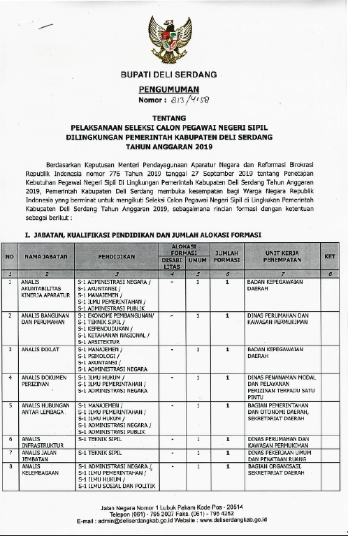 Penerimaan CPNS Tahun 2019 Di Pemerintah Kabupaten Deli Serdang-1