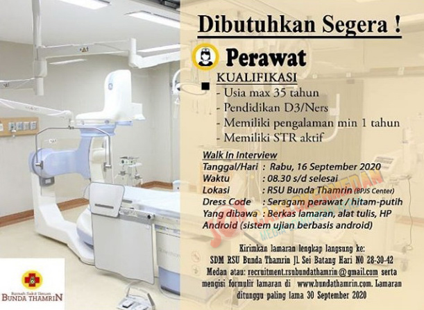 Lowongan Kerja D3 Ners Di RSU Bunda Thamrin Medan September 2020