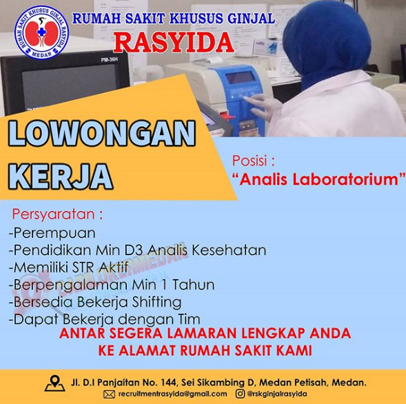 Lowongan Kerja Tamatan S1 Di RSK Ginjal Rasyida Medan Oktober 2020