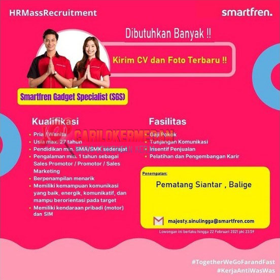 Loker Tamatan SMA SMK Di PT Smartfren Telecom Tbk Siantar ...