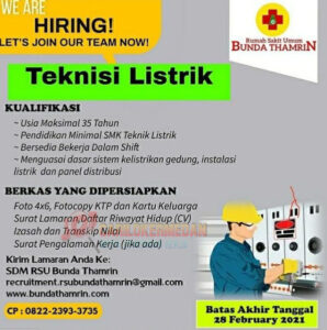 Loker Tamatan Smk Stm S Di Rsu Bunda Thamrin Medan Maret