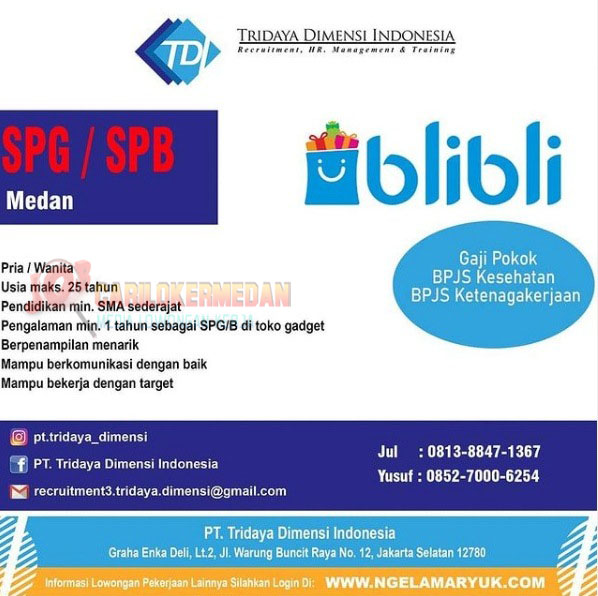 Loker SMA SMK Di PT Tridaya Dimensi Indonesia Medan Maret 2021 1