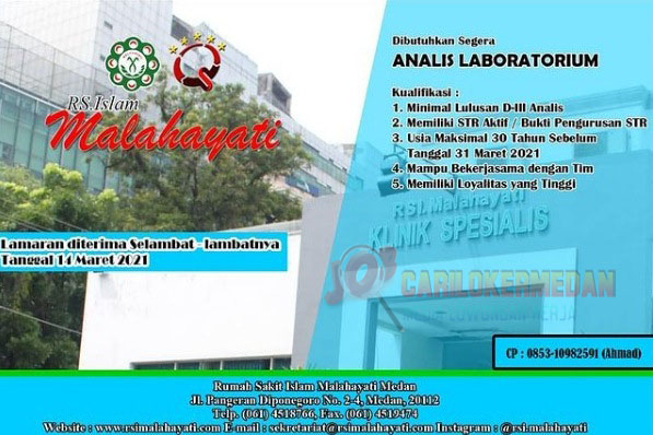 Lowongan Kerja Tamatan D3 S1 Di RSI Malahayati Medan Maret 2021 News