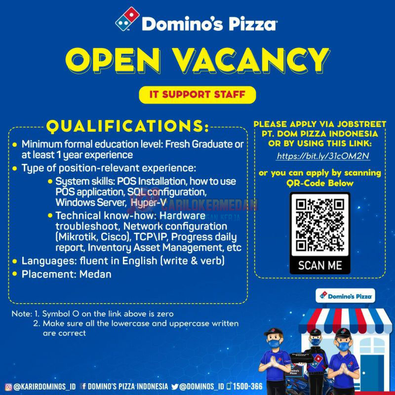 Lowongan Kerja Di PT Dom Pizza Indonesia Medan April 2021