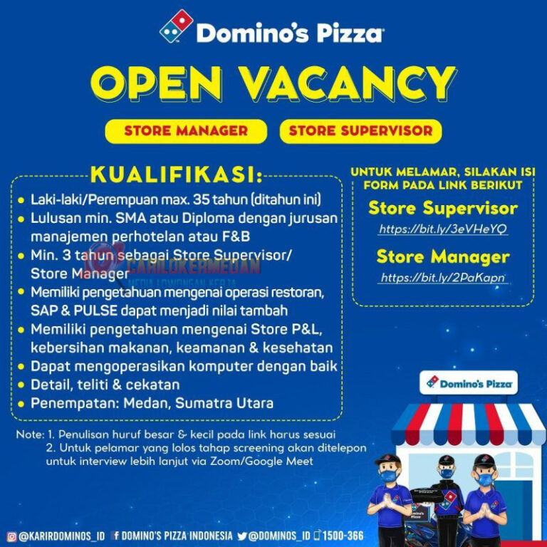 Loker Medan Lowongan Kerja Tamatan SMA D3 Di Dominos Pizza ...
