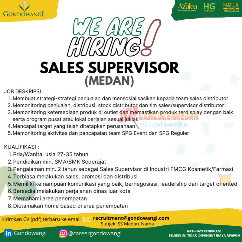 Loker SMA SMK Di PT Gondowangi Tradisional Kosmetika Medan