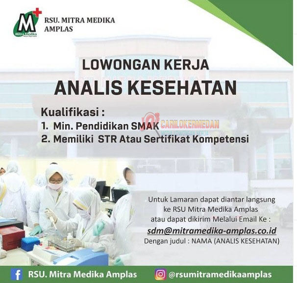 Loker Tamatan SMAK SMK Di RSU Mitra Medika Amplas Medan Juli 2021 2