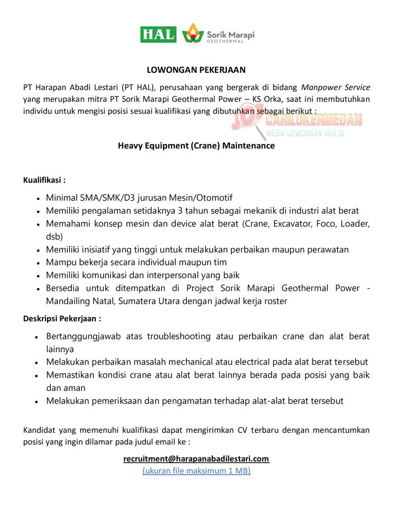 Loker SMA SMK D3 Di PT Harapan Abadi Lestari Madina Agustus 2021