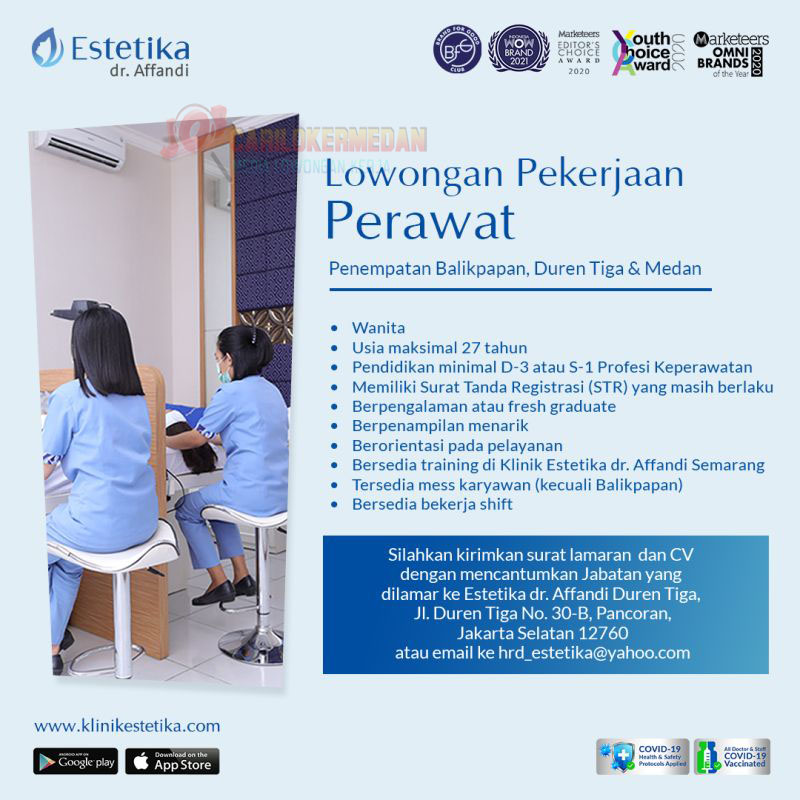 Loker Tamatan D3 S1 Di Klinik Estetika dr Affandi Medan September 2021