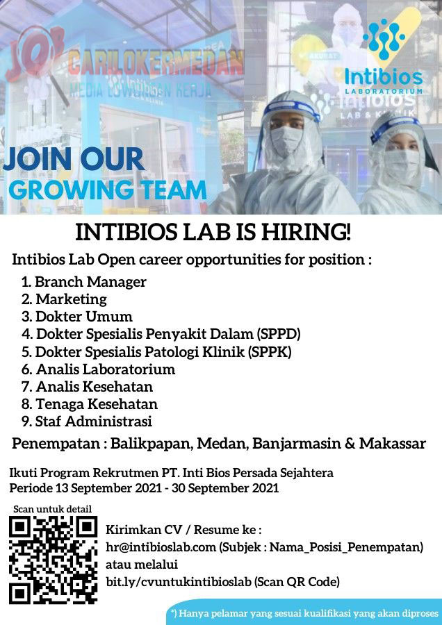 Lowongan Kerja Di Intibios Lab & Klinik Medan September 2021