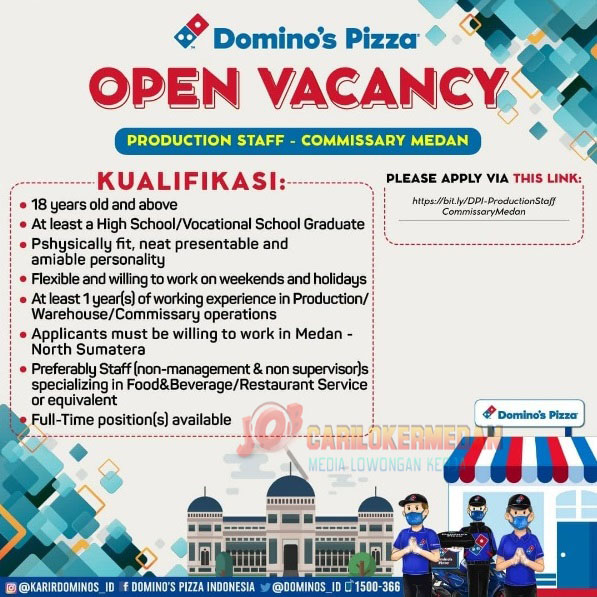 Loker SMA SMK Di PT. Dom Pizza Indonesia Medan Oktober 2021