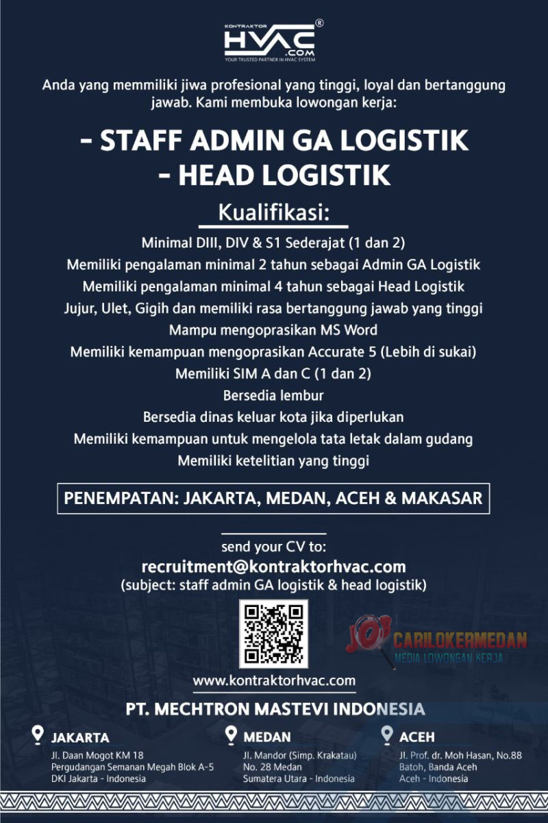 Loker SMK STM D3 S1 Di PT Mechtron Mastevi Indonesia Medan 2