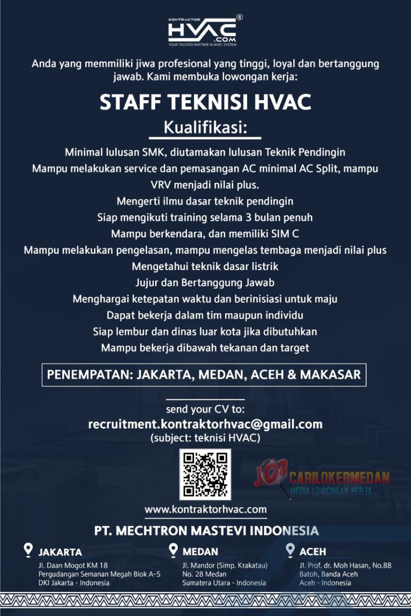 Loker SMK STM D3 S1 Di PT Mechtron Mastevi Indonesia Medan 4