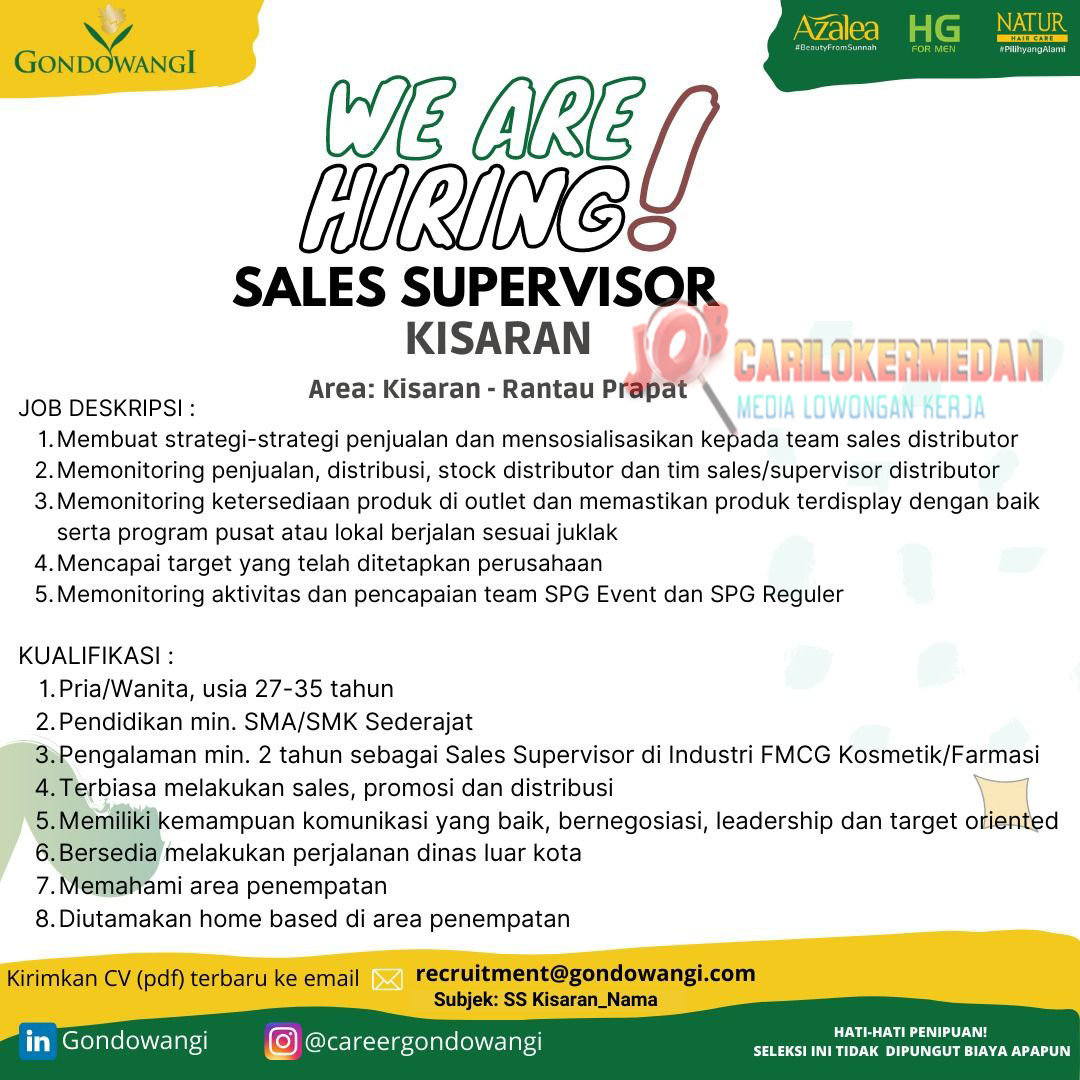 Loker SMA SMK Di PT Gondowangi Tradisional Kosmetika Kisaran