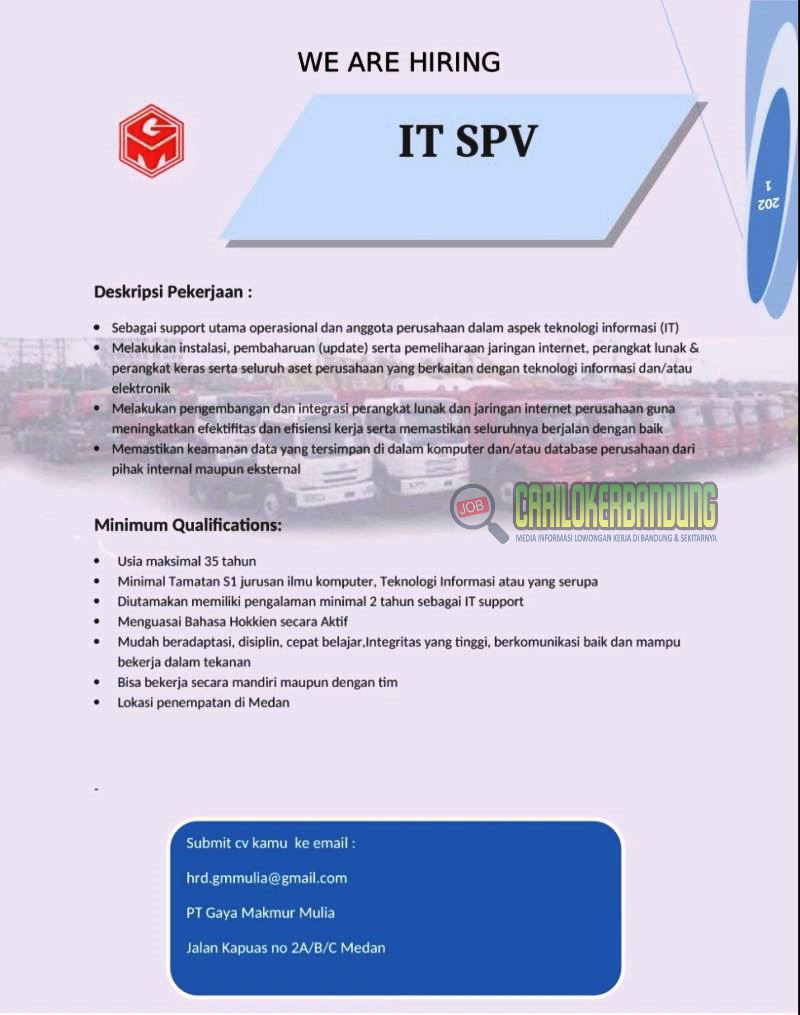 Loker Tamatan S1 Di PT Gaya Makmur Mulia Medan November 2021