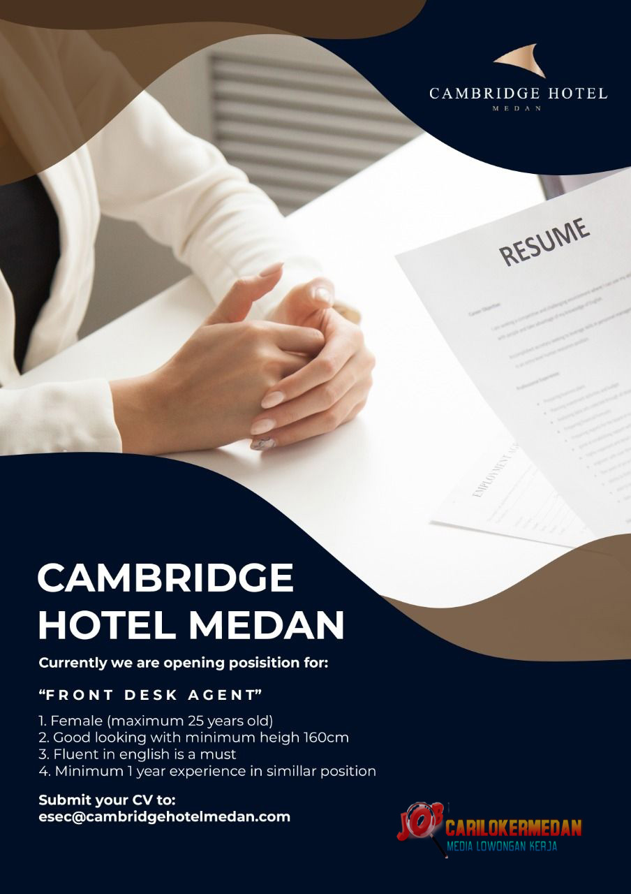 Lowongan Kerja Di Cambridge Hotel Medan Desember 2021 2