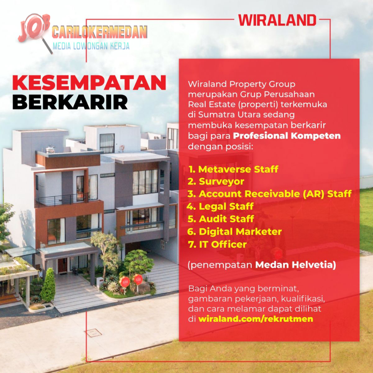 Lowongan Kerja Di Wiraland Property Group Medan Februari 2022