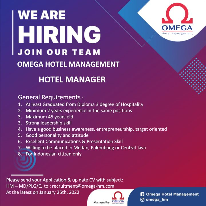 Lowongan Kerja Tamatan D3 S1 Di Omega Hotel Management Medan