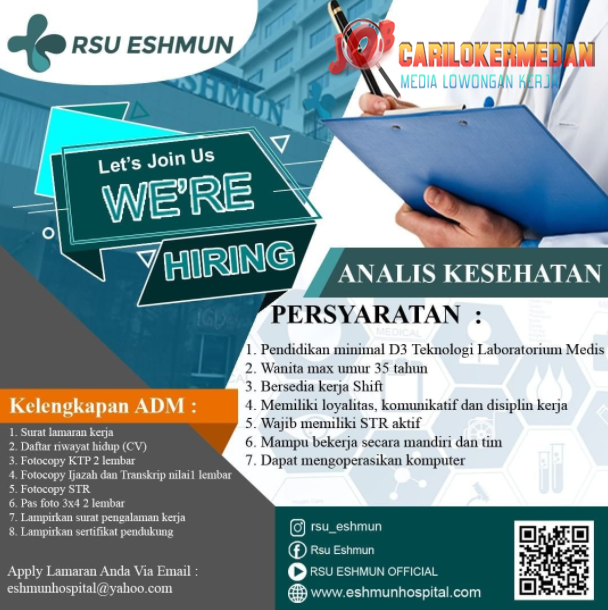 Info Loker D3 S1 Di RSU Eshmun Marelan Medan Februari 2022