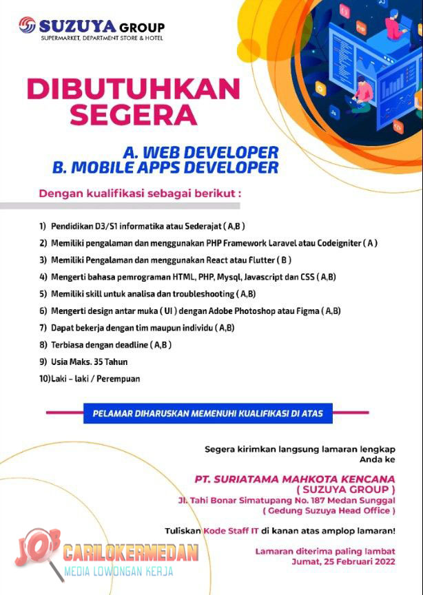 Loker D3 S1 Di PT Suriatama Mahkota Kencana Medan Februari 2022