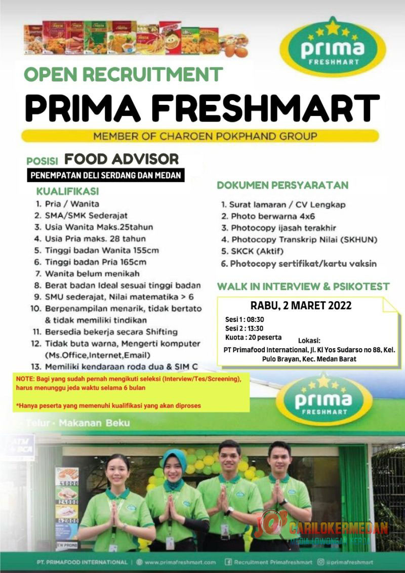 Loker SMA SMK Di PT Primafood International Medan Deli Serdang