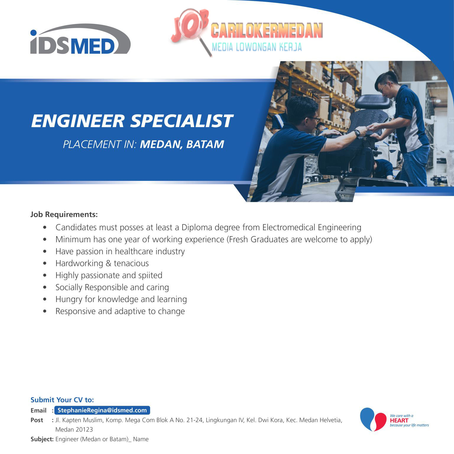 Lowongan Kerja D3 S1 Di IDS Medical Systems indonesia Medan 2