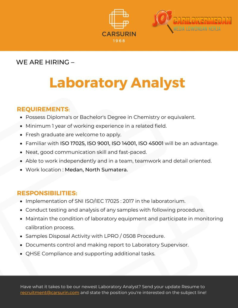 Lowongan Kerja D3 S1 Di PT Carsurin Medan Maret 2022