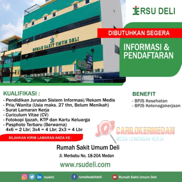 Informasi Lowongan Kerja Di RSU Deli Medan Mei 2022