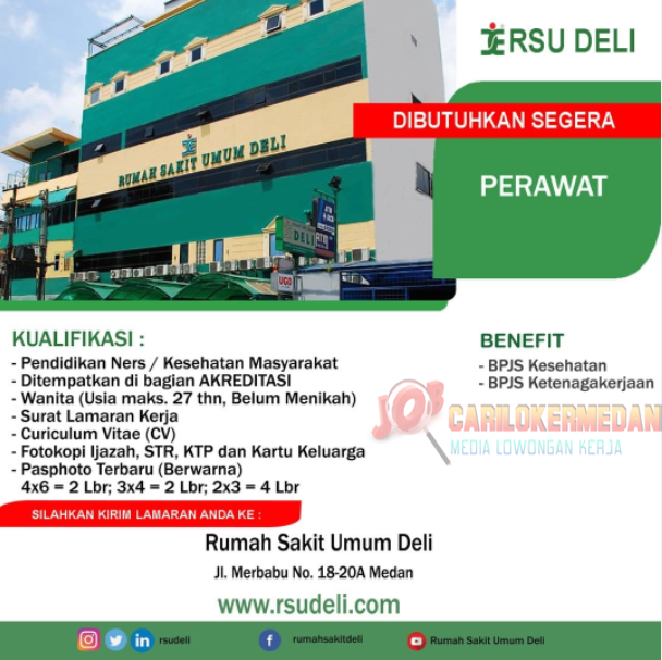 Lowongan Kerja Tamatan Ners Di RSU Deli Medan Mei 2022