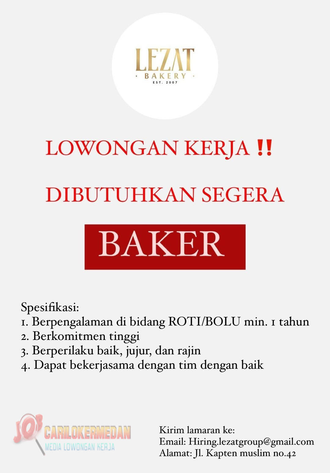 Lowongan Kerja Di Lezat Bakery & Cake Shop Medan Juli 2022