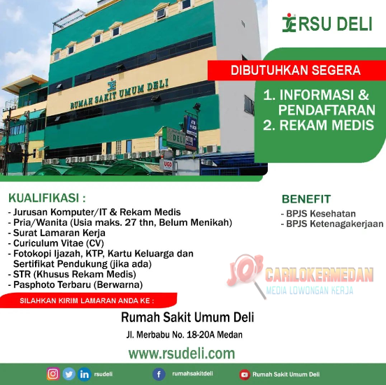 Lowongan Kerja Di RSU Deli Medan Juli 2022