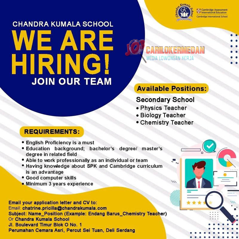 Loker S1 S2 Di Chandra Kumala School Medan Agustus 2022