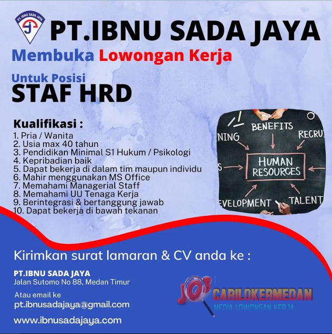 Loker SMA SMK S1 Di PT Ibnu Sada Jaya Medan Agustus 2022 2