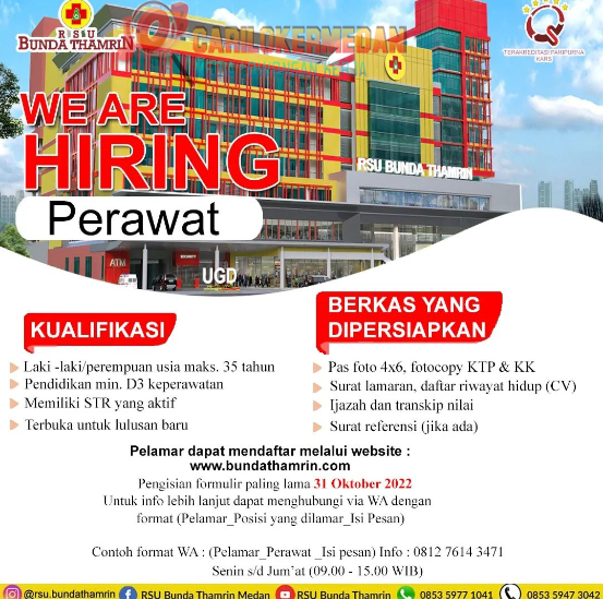 Loker D3 S1 Di RSU Bunda Thamrin Medan Oktober 2022