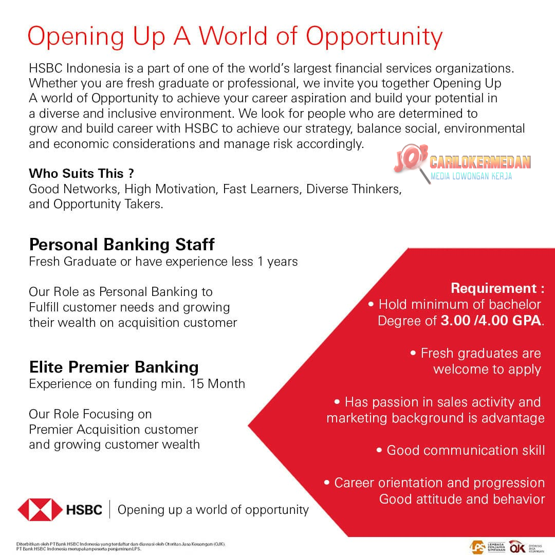 Loker S1 Di PT Bank HSBC Indonesia Medan Oktober 2022