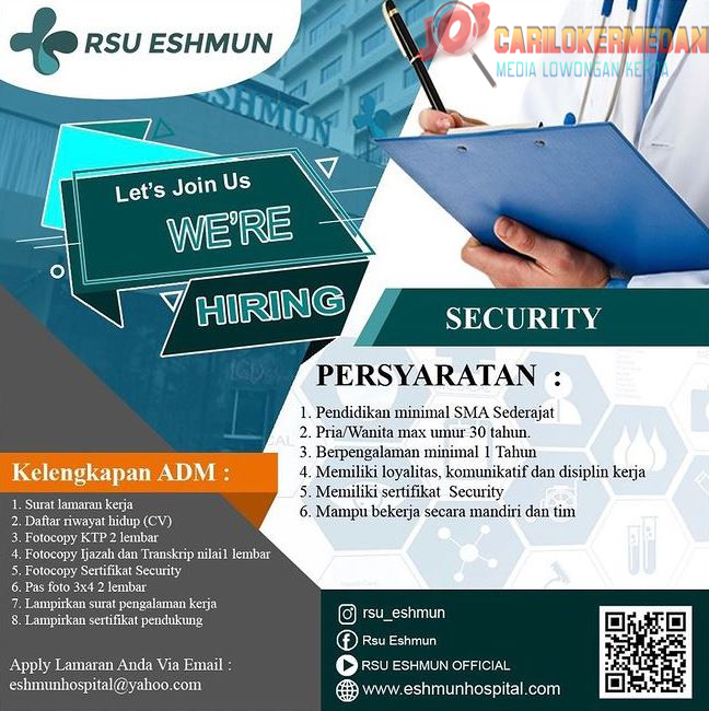 Loker SMA SMK D3 Di RSU Eshmun Marelan Medan Oktober 2022