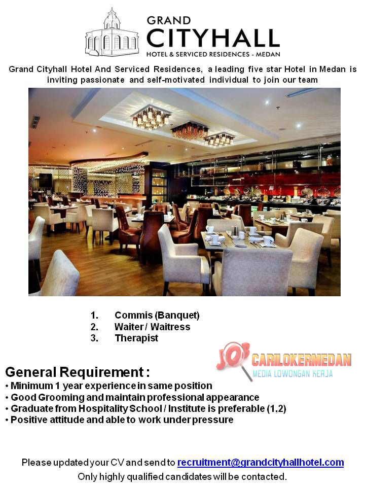 Loker Di Grand City Hall Hotel & Serviced Residences Medan