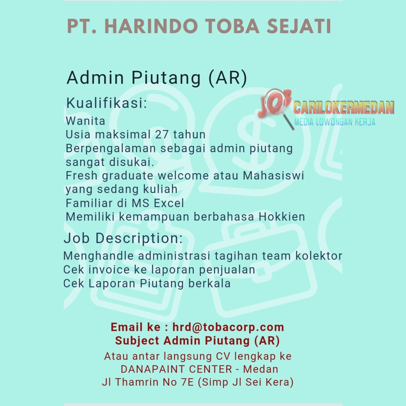 Lowongan Kerja Di PT Harindo Toba Sejati Medan November 2022