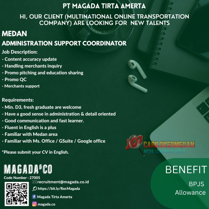 Loker D3 S1 Di PT Magada Tirta Amerta Medan Desember 2022