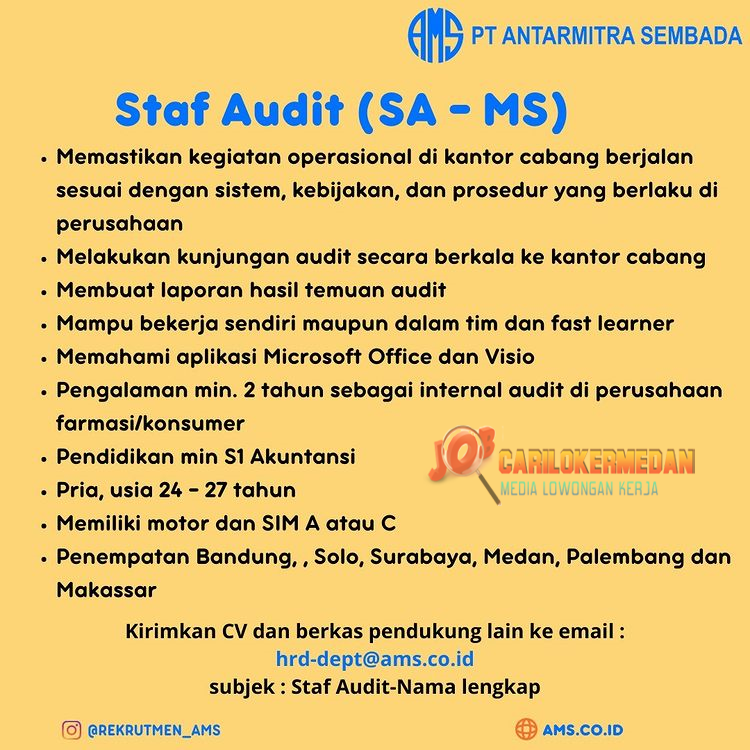 Loker S1 Di PT Antarmitra Sembada Cab Medan Desember 2022