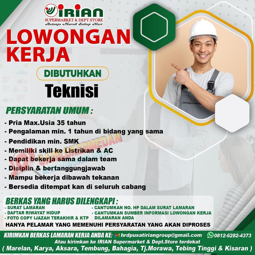 Loker Tamatan SMK STM D3 S1 Di Irian Group Medan Mei 2023