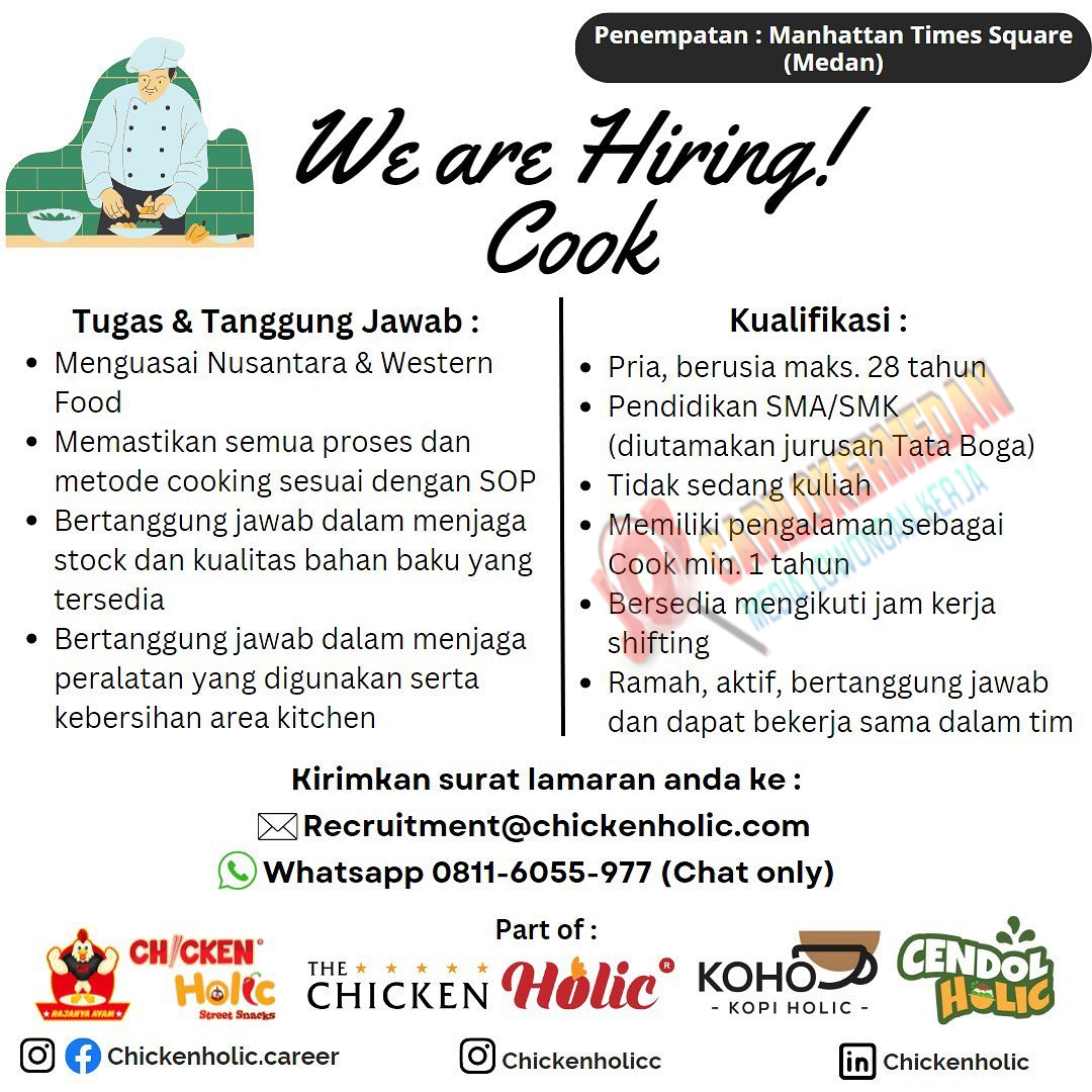 Lowongan Kerja SMA SMK Di Chicken Holic Medan Mei 2023