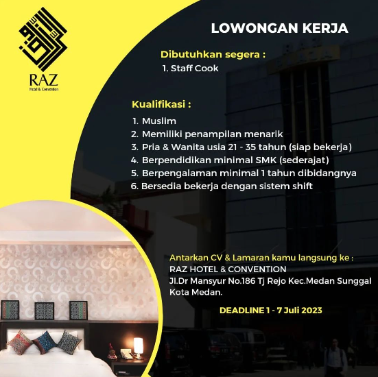 Loker SMA SMK Di Raz Hotel And Convention Medan Juli 2023 3