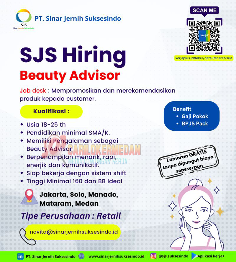 Loker SMA SMK Di PT Sinar Jernih Suksesindo Medan Juli 2023