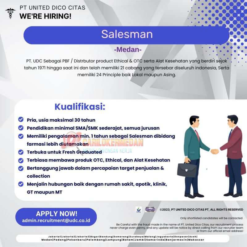 Loker Tamatan SMA SMK Di PT United Dico Citas Medan Juli 2023