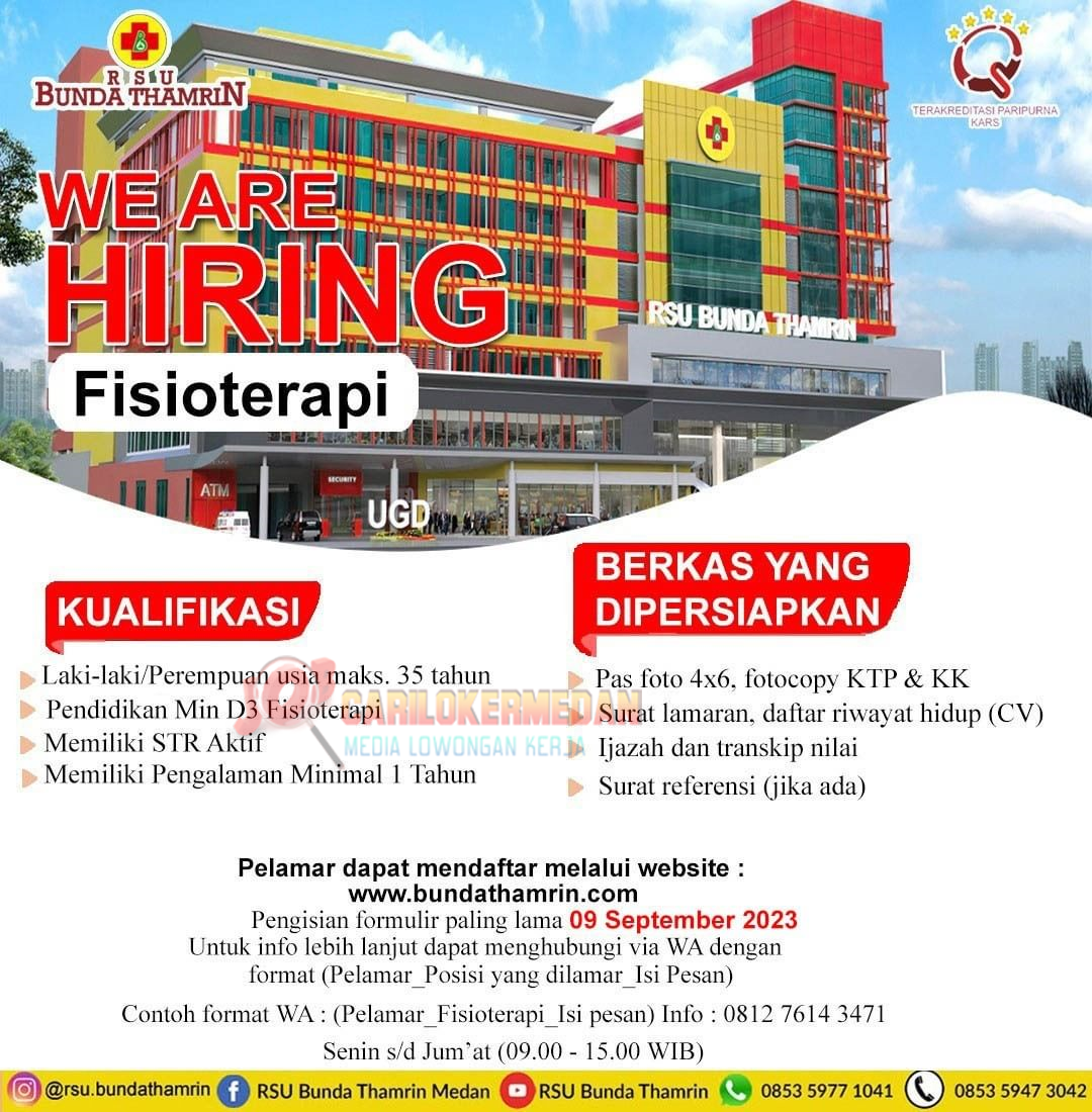 Loker D3 Ners Di RSU Bunda Thamrin Medan September 2023 1