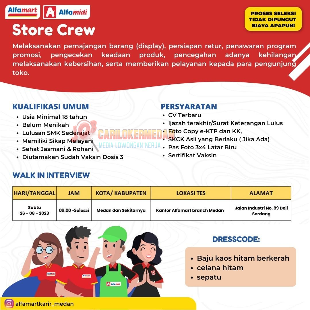Loker SMA SMK Di PT Sumber Alfaria Trijaya Alfamart Medan 2023